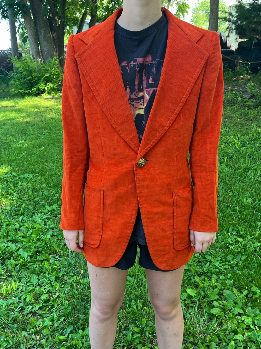 Source Unknown Orange Corduroy Blazer